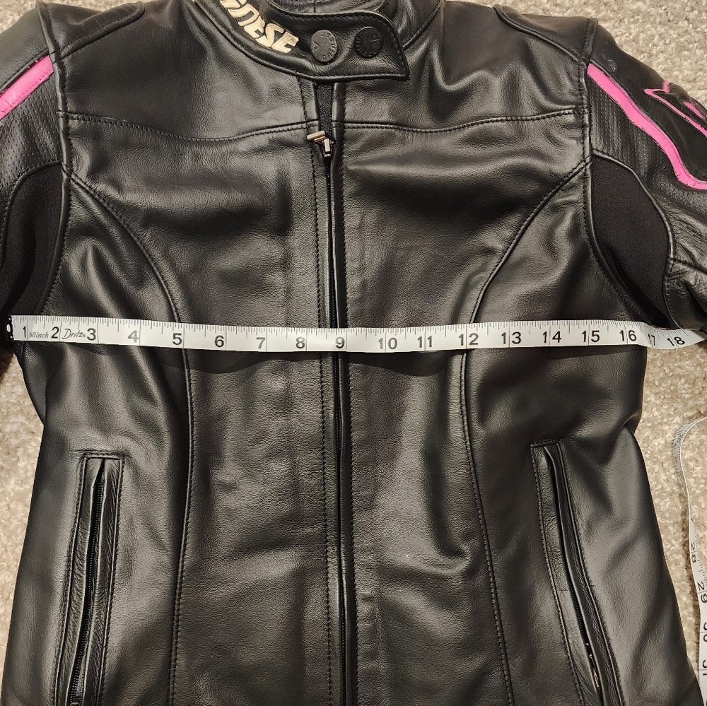 Dainese Women's Black Leather Jacket with Pink Accents - Picture 8 of 12
